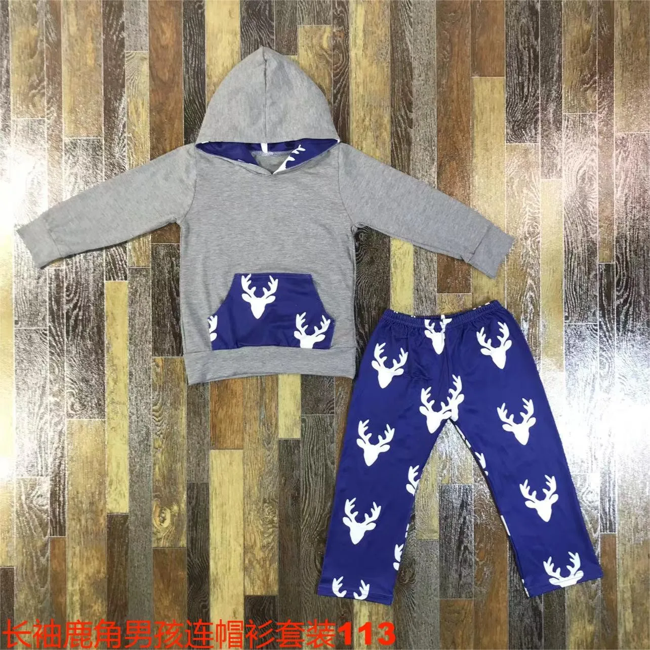 

KIds Boys suit top sweater with hat autumn clothes plus pants trousers set of fine cotton clothes Girls baby children