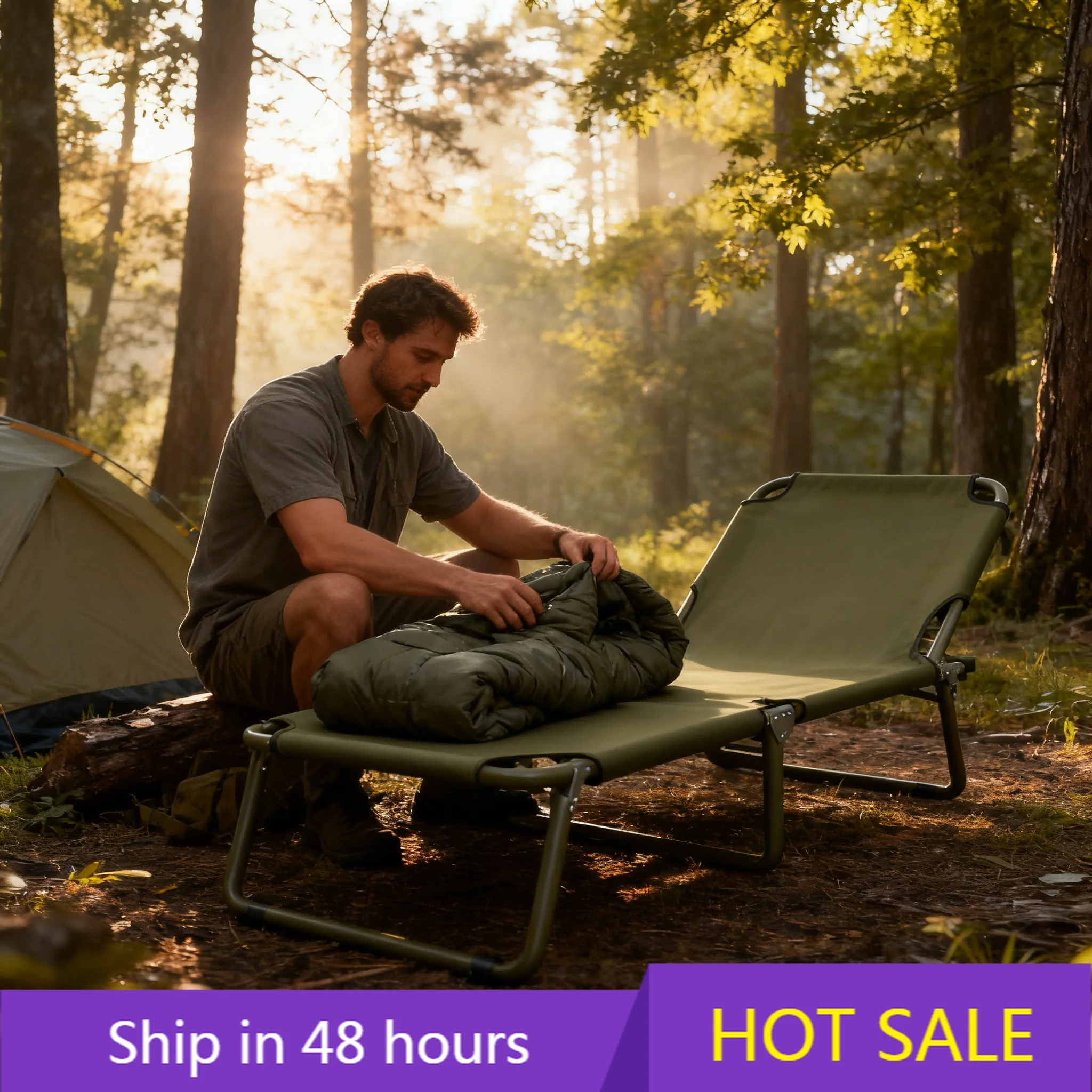 

POWER LEAP Compact Folding Camping Cot with Recliner Feature Recliner Beach Garden Chair Style Cot