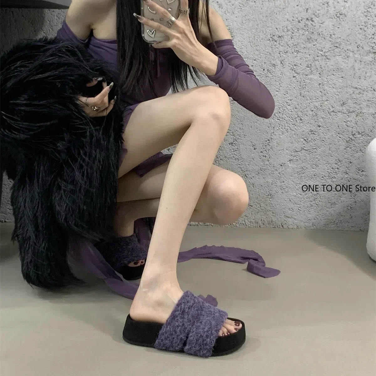 Fur Platform Women Flats Slippers Winter Designer New Casual Shoes Women 2025 Trend Home Cotton Slippers Cozy Soft Mujer Zapatos image 4