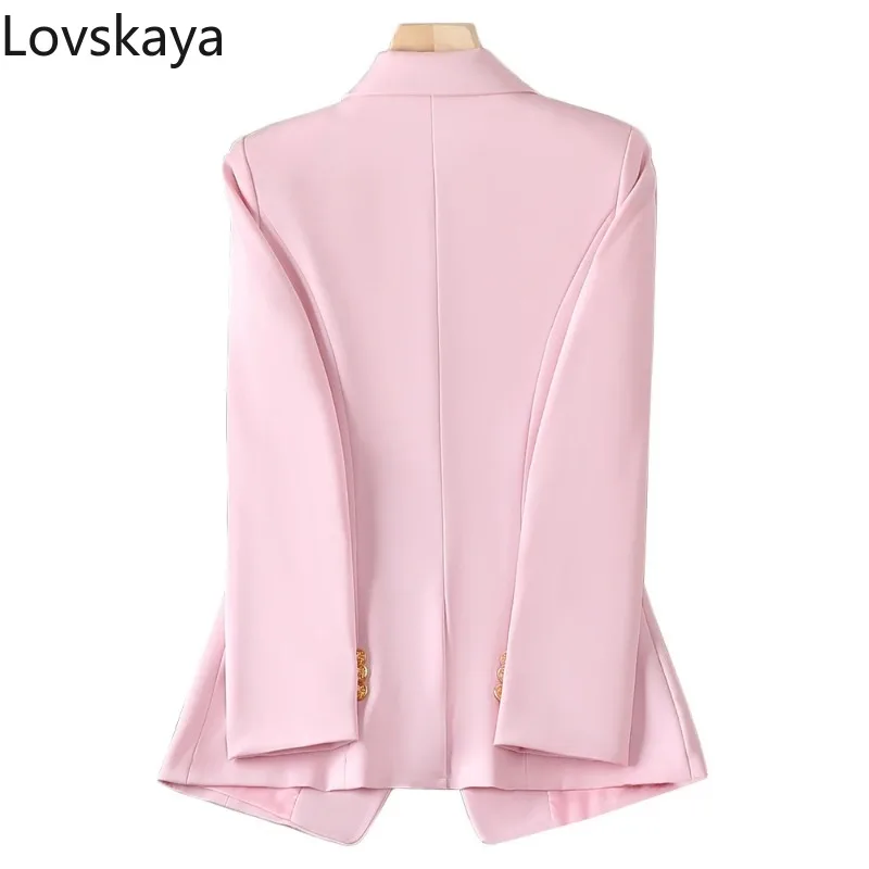 Autumn Winter Business Work Wear Formal Jacket Red Pink White Ladies Blazer Women Single Breasted Full Sleeve