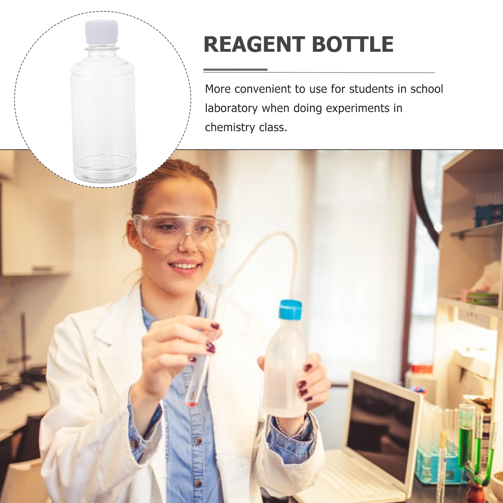 

12pcs Laboratory Leakproof Plastic Reagent Bottle For Chemistry Experiment Compact Lightweight Water Bottle Liquid Storage Leak