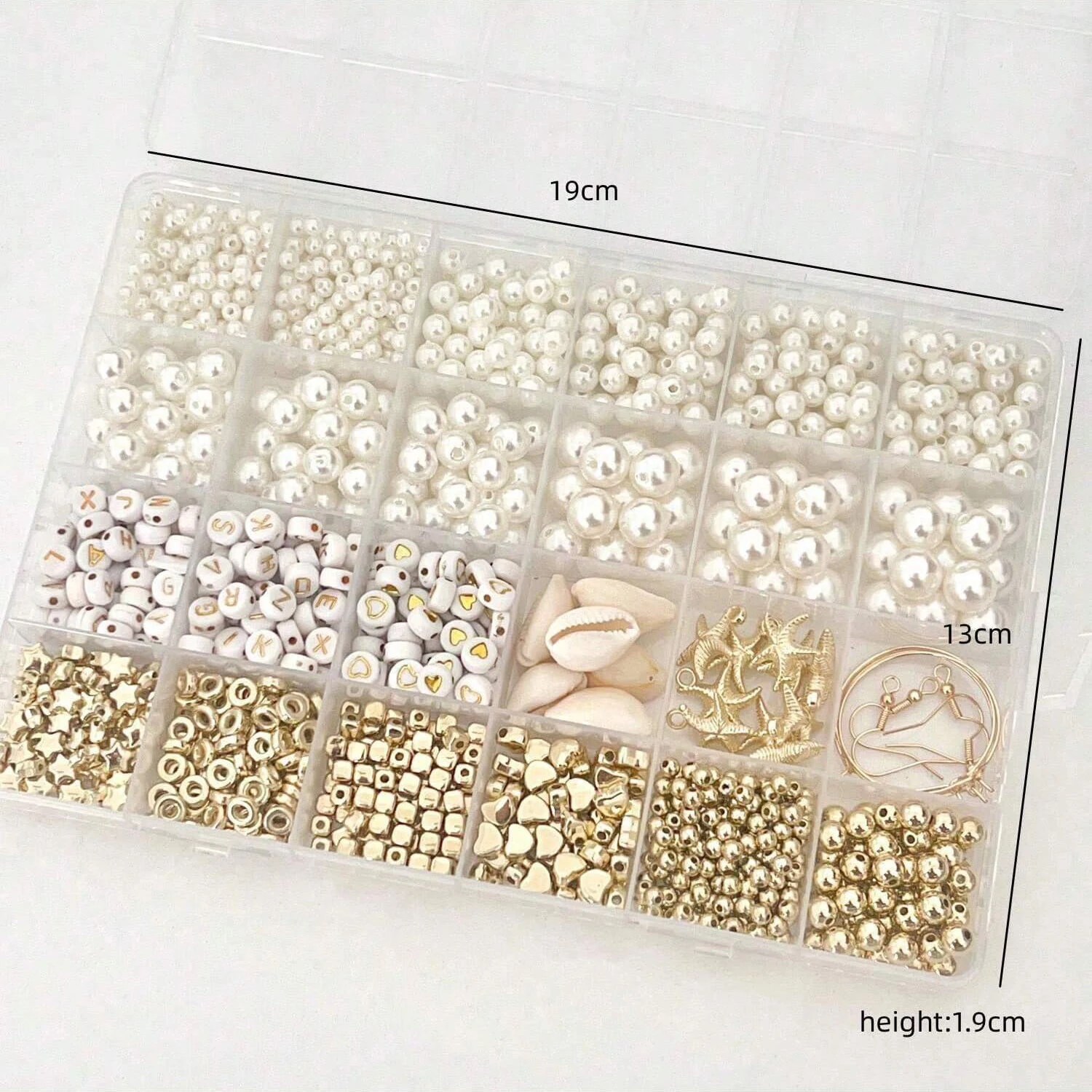 1550pcs Imitation Pearl Golden Plated Spacer Beads Kit