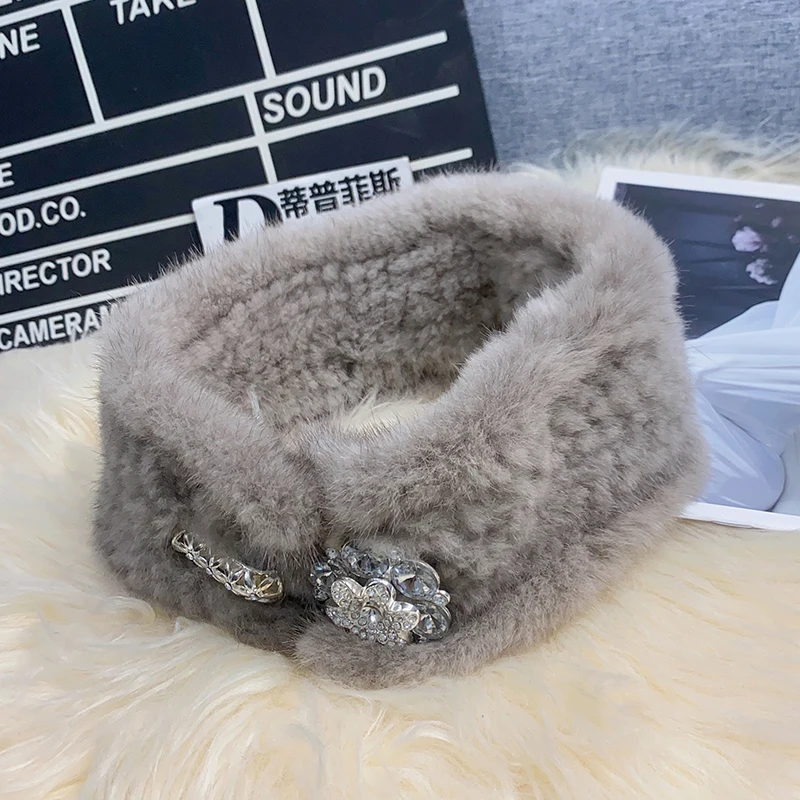 Mink Fur Scarf For Women Winter Natural Fur Neck Warmer Double-Sided Fur Neck Cover Real Fur Ring Scarves Hand Knitted Fur Scarf