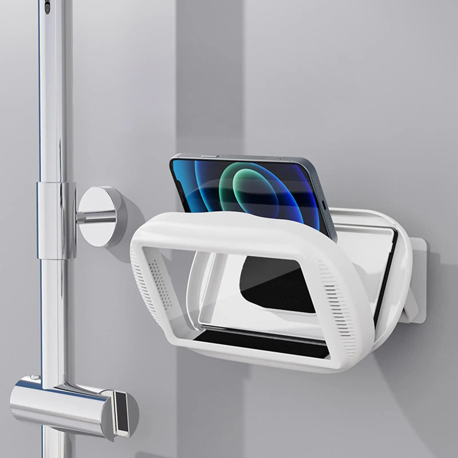 ที่ยึดโทรศัพท์กันน้ำแบบติดผนังด้วยแรงดูด ที่วางโทรศัพท์มือถือสำหรับห้องน้ำ ห้องครัว ห้องนอน