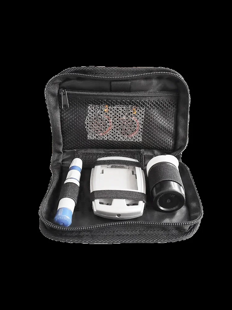 

Портативная сумка для хранения глюкометра, органайзер для домашнего тонометра и измерителя уровня кислорода в крови, черная сумка на молнии.