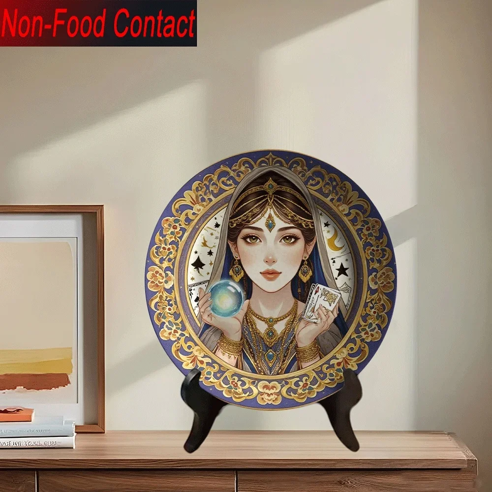 1pc Ceramic Fortune Telling Gypsy Psychic Divination Plate - /Egyptian-Inspired Fortune Telling Ornament with Arabic