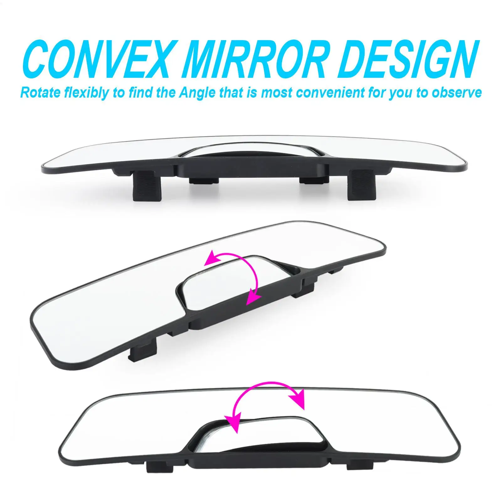 

Adjustable Wide-view Rearview Mirror In The Car Wide Angle Panoramic Assisting Interior Clip Versatile For Safe Driving