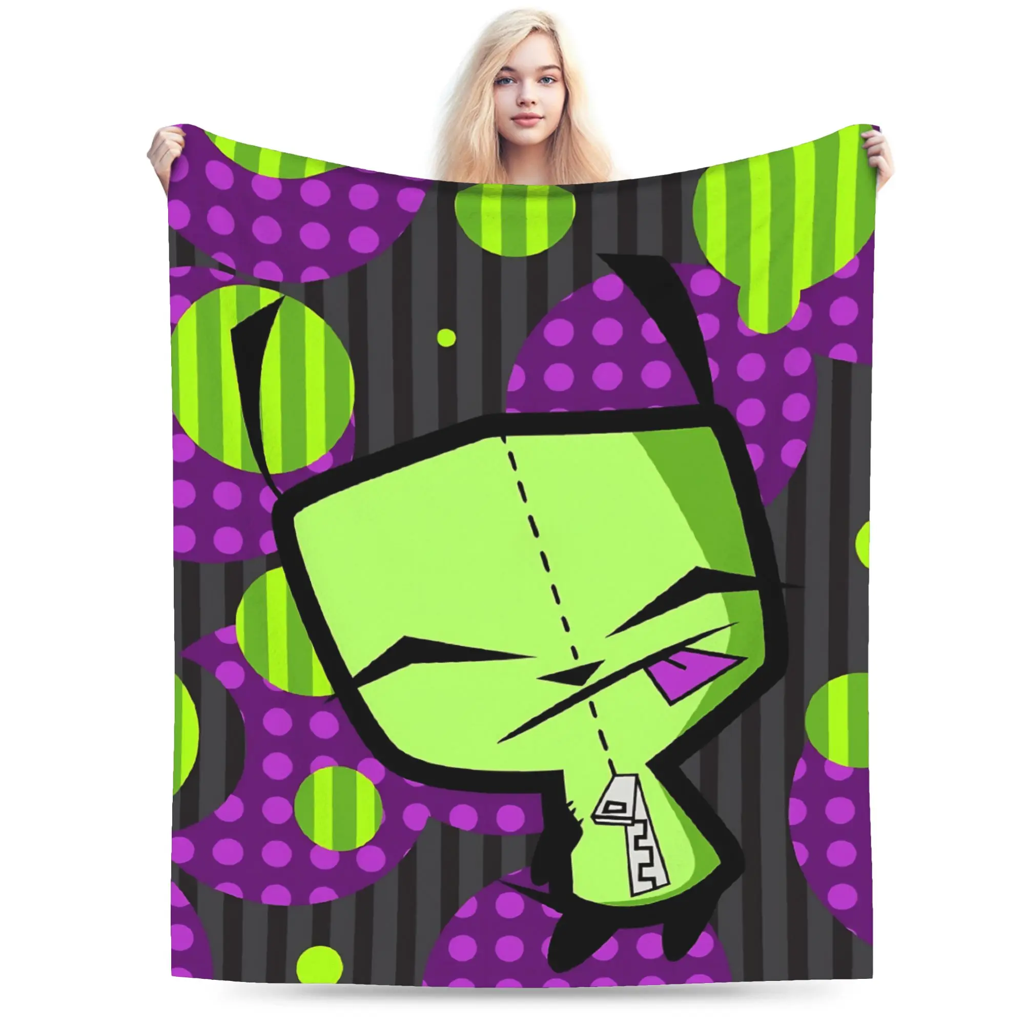 Invaders Zim Cartoon Blankets Coral Fleece Plush Decoration Breathable Super Soft Throw Blankets for Home Couch Plush Thin Quilt