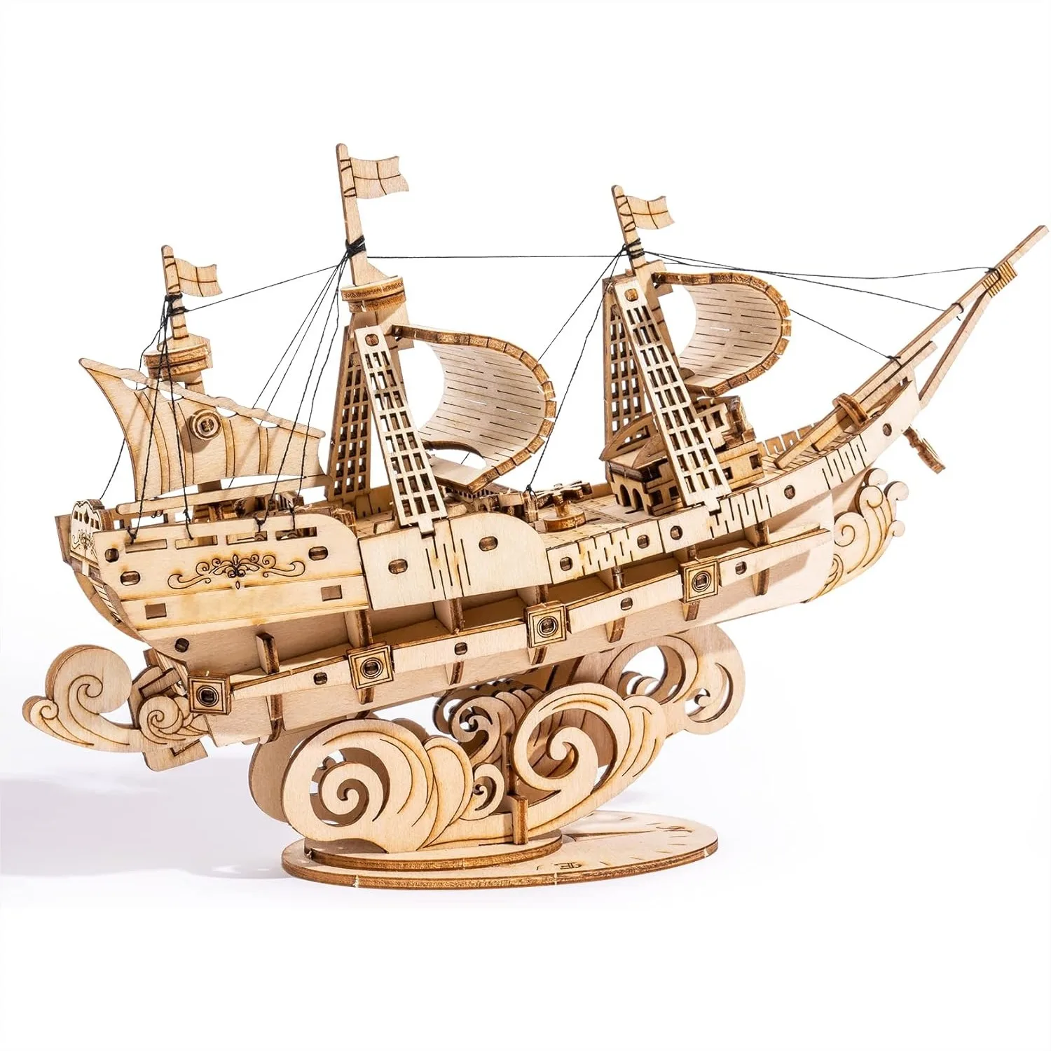 

3D Wooden Puzzle for Adults, Vintage Sailboat Model Kit to Build, DIY Craft Gift
