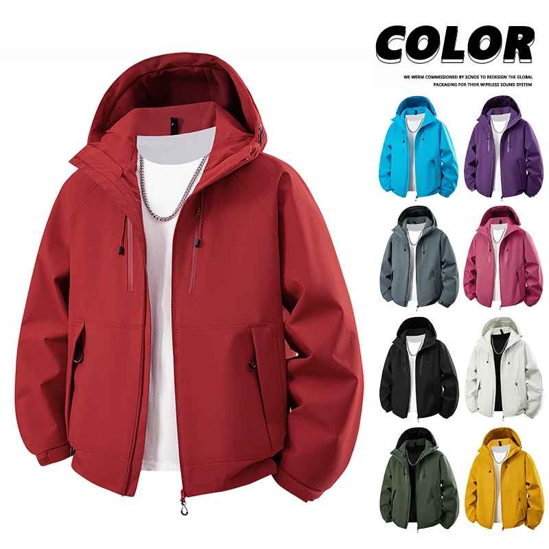 

Мужской плащ, мужские куртки 2025 года, мужские ветрозащитные водонепроницаемые уличные молнии, осеннее модное пальто в парном стиле