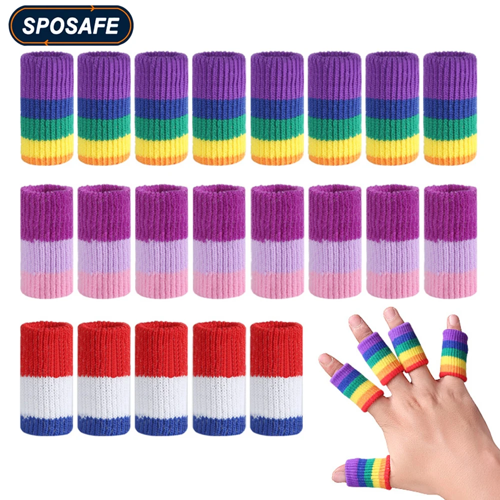 

10Pcs Sports Finger Sleeves Thumb Splint Brace Support Protector Elastic Finger Tape for Golf Pain Relief Arthritis Trigger