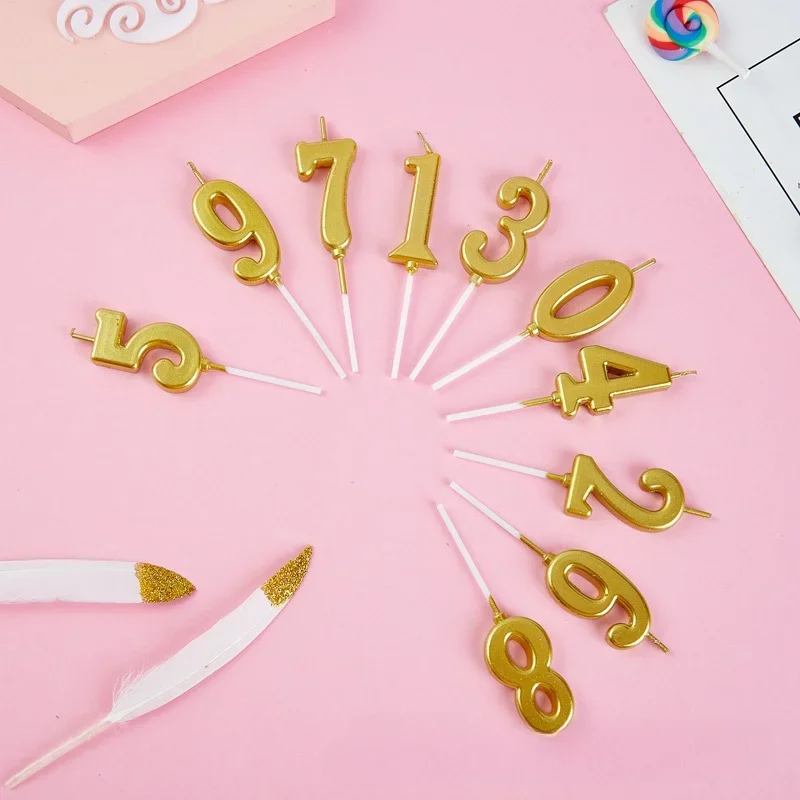 Cake Candles Decorated with Golden Digital Wax