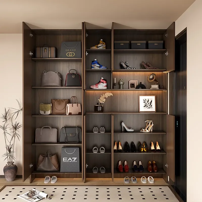 

Oak all-solid wood shoe cabinet, bone line, living room partition, entrance cabinet integrated against the wall into the home, a