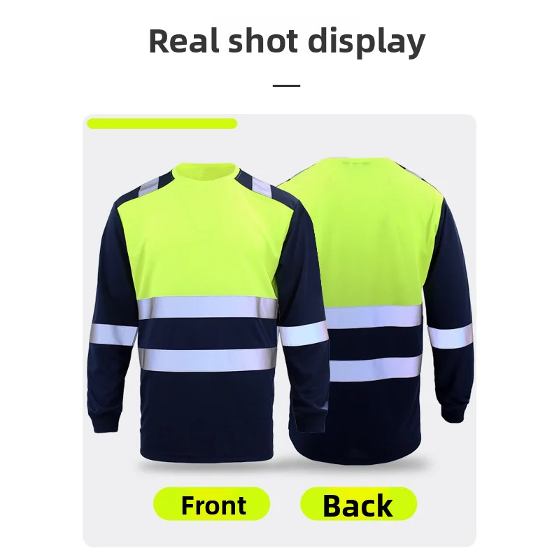 T-shirt de travail respirant à manches longues pour homme avec bandes réfléchissantes – Vêtements de sécurité pour électriciens et mécaniciens automobiles