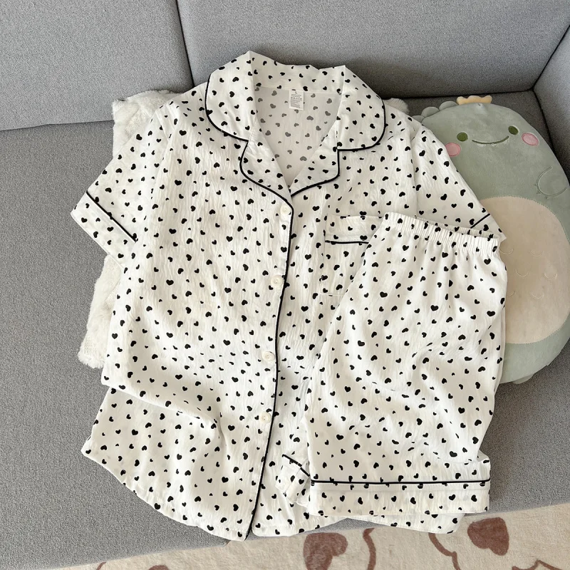 2Conjunto de pijama de manga curta de verão para mulheres, confortável e moderno, shorts adequados para usar ao ar livre, roupas de casa