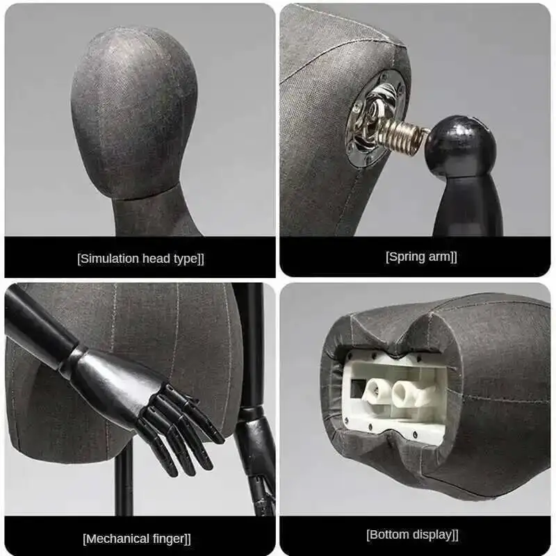 فستان الزفاف نموذج الدعائم الأسود نصف طول العارضات الإناث ضوء عارضة أزياء فاخرة لمتجر الملابس النسائية عرض موقف F #5