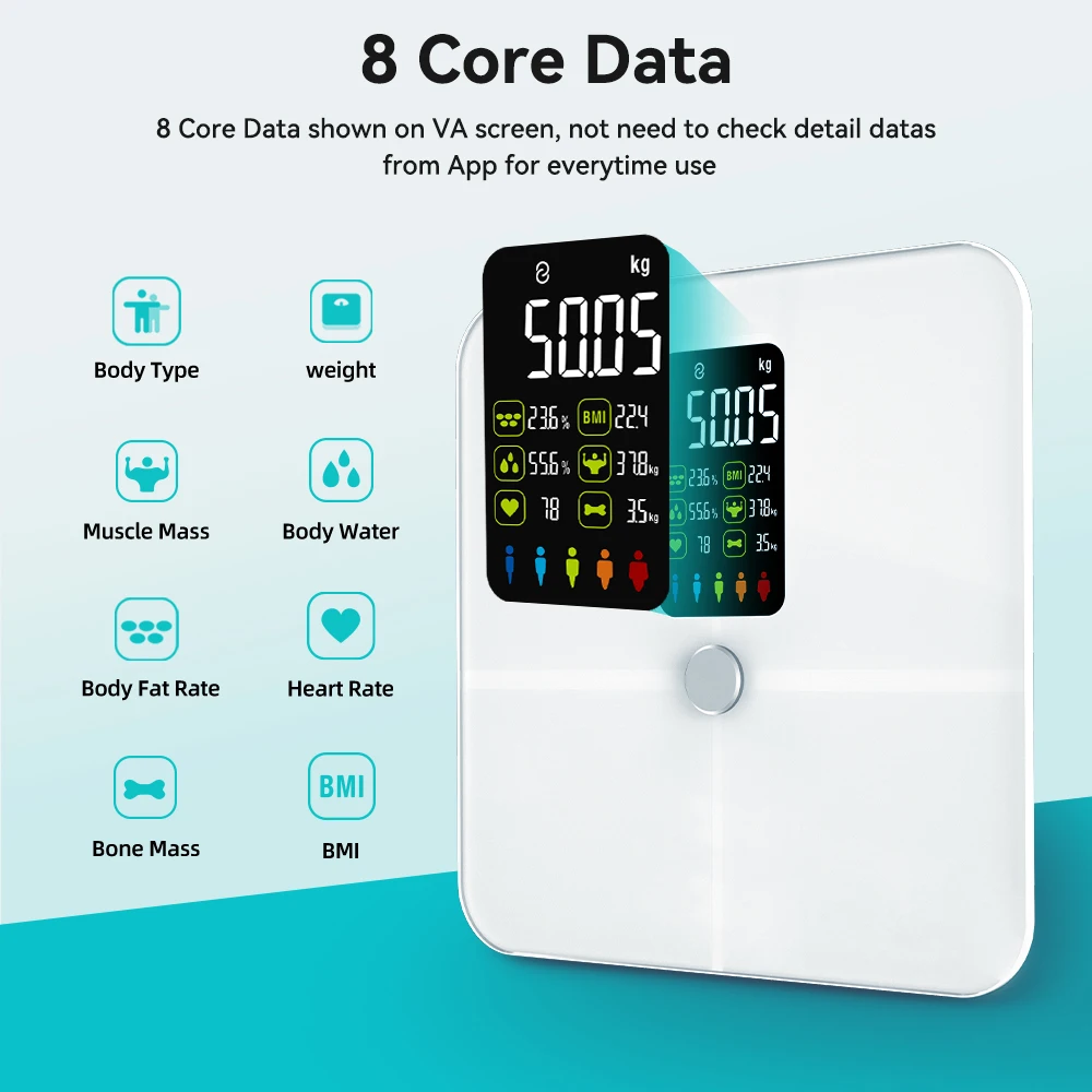 Fitdenci- Balance Numérique Intelligente de Composition Corporelle, Accessoire de Pesée de Graisse Corporelle