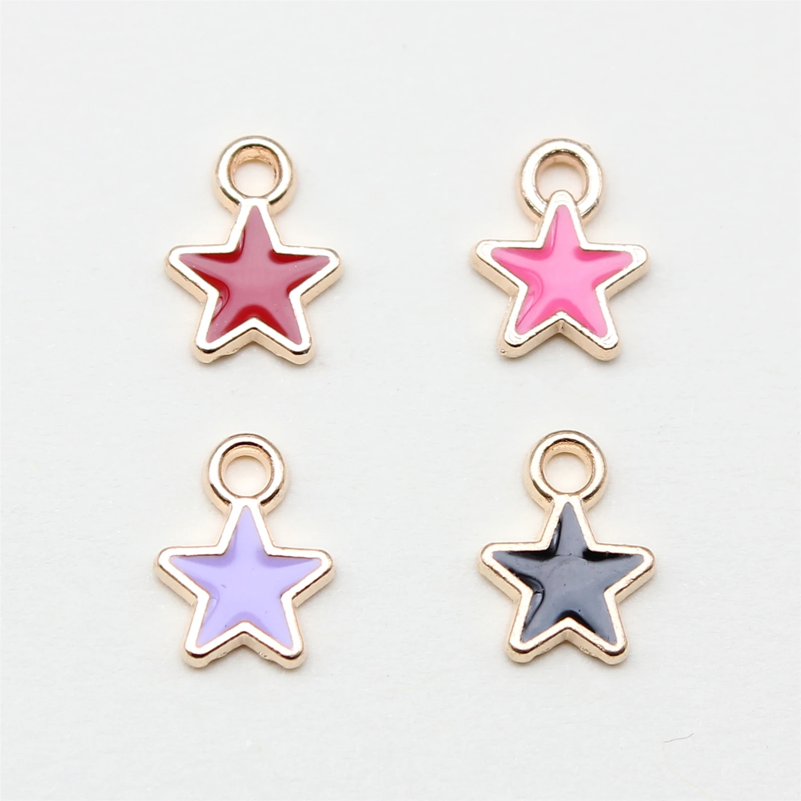 WYSIWYG 20pcs 8.9x6.7mm 4 Colors Enamel Little Star Charms Pendant For DIY Jewelry Making Handmade Jewelry Craft Findings