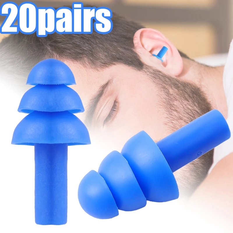 20pairs Soft Silicone Earplugs Waterproof Swimming Ear Plugs Reusable Noise Reduction Sleeping Ear Plugs Hearing Protection