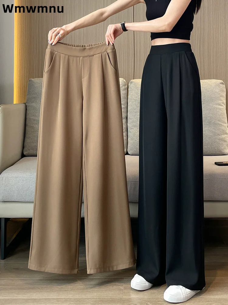 Taille haute droite jambe large taille élastique Baggy pantalon mince femmes décontracté nouveau pantalons de survêtement printemps été mode pantalons