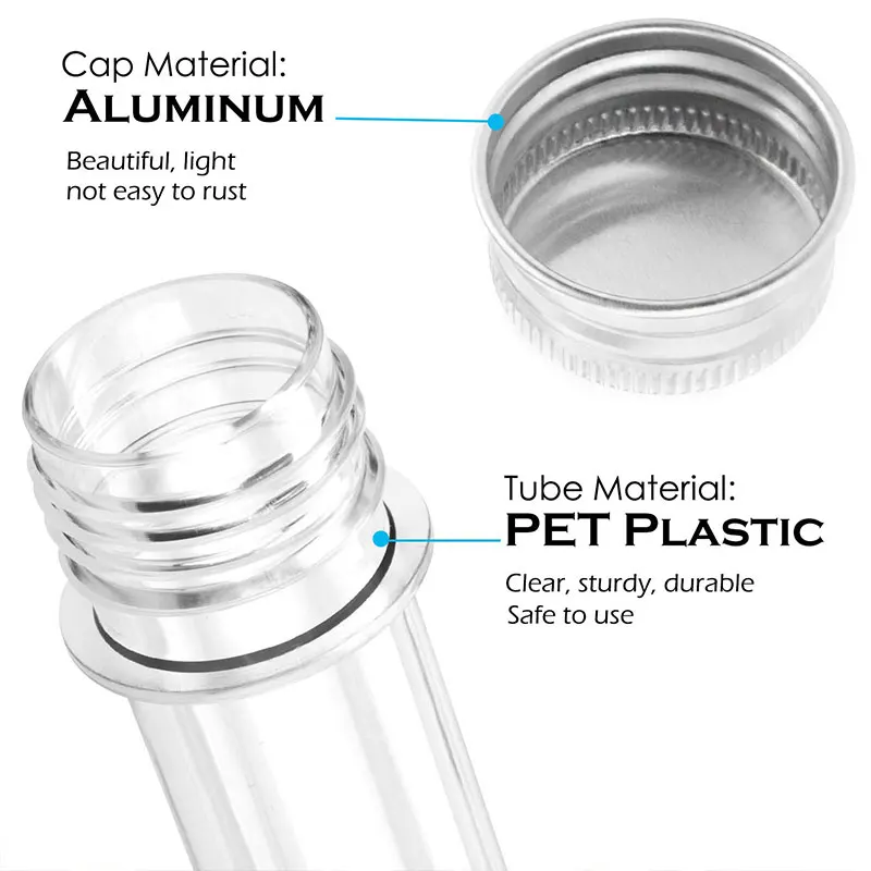 40ml Plastic Storage Tubes Lab Test Tubes with Cap Screw Lid Round Bottom Candy Cosmetic Travel Lotion Containers