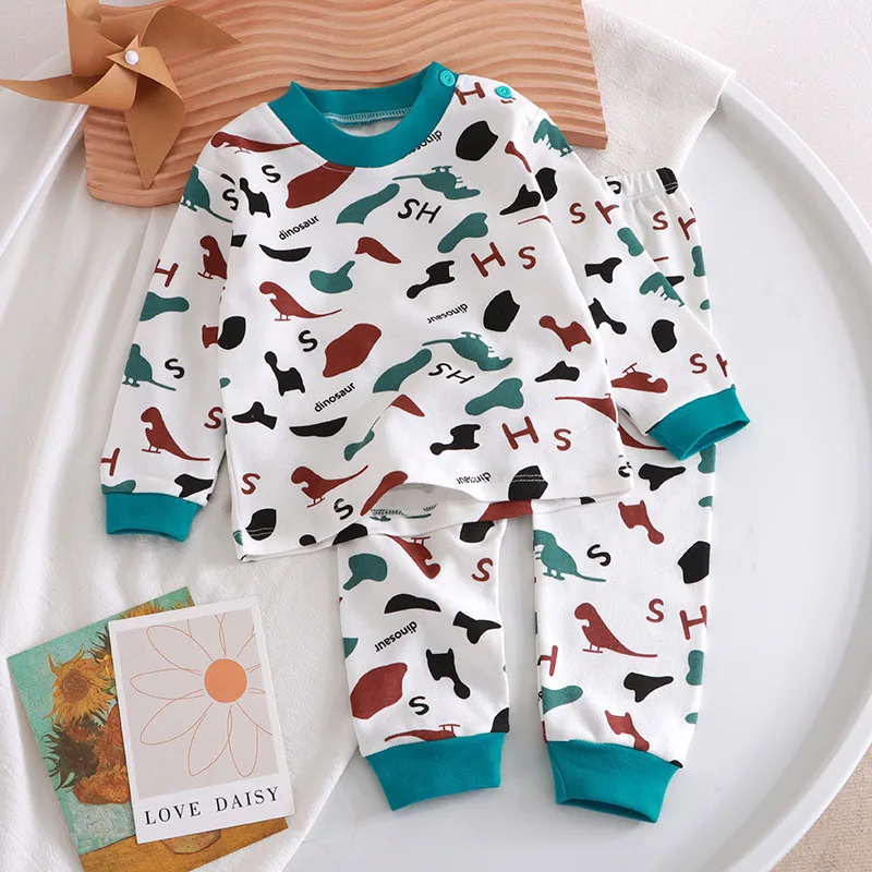 Autumn New Cool Kids Clothing Baby Pajamas Sets Children Sleepwear Boys Girls Cotton Home Pyjamas NightWear Clothes 2pcs Suits