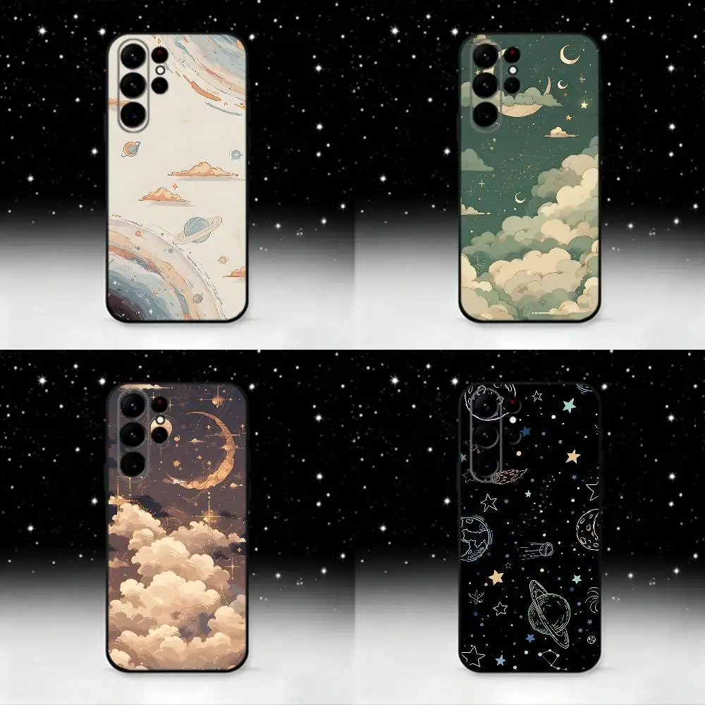 

Fairytale Starry Sky Phone Case For Samsung S25,S24 Ultra,S20,S30 plus,S22 plus,S23,S30 Ultra 5G Silicone Black Shell