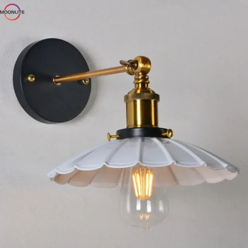 American Retro Iron Wall Lamps Nordic Minimalist Study Bedroom Bedside Cabinet Home Decoration