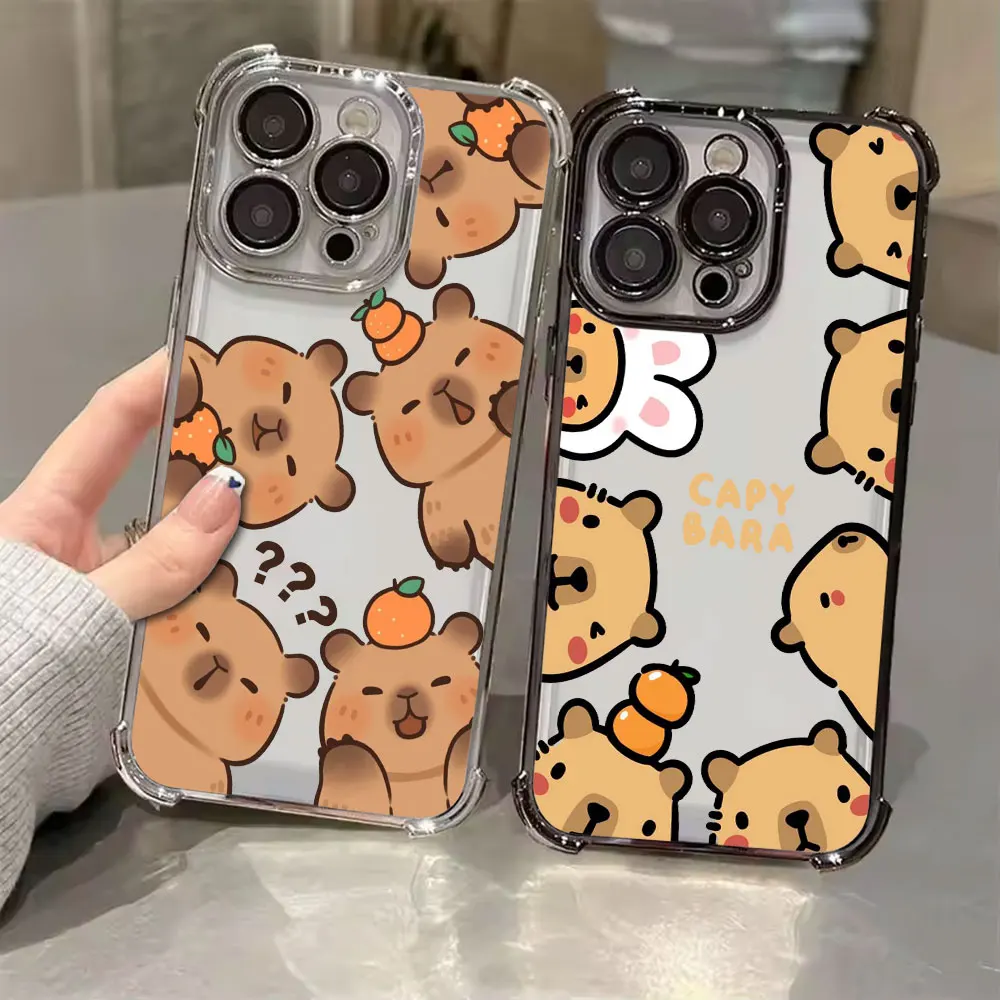 

Capybara Cartoon Animal Phone Case for iPhone 11 13 15 16 17 Pro Max 14 Plus 17Air 16E 13 Pro 12 Mini 11 17Pro Soft Clear Cover