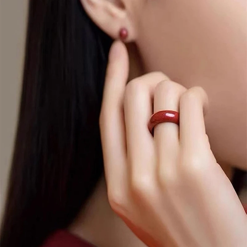 Natural Mineral Ring Female Fine Red Plain Ring Super Self-discipline Original Stone Ring Male Jewelry Dropship