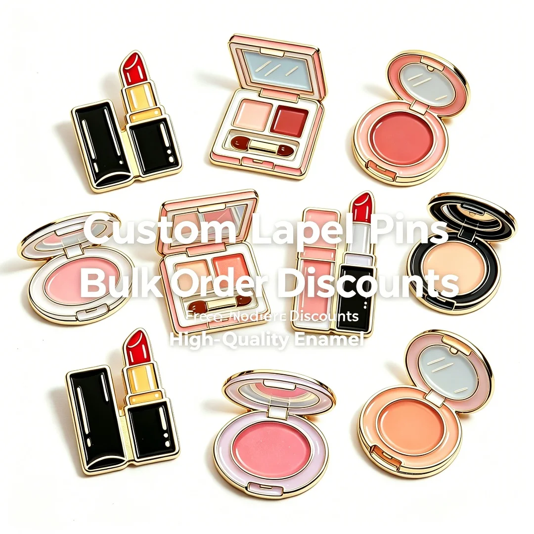 Custom Makeup Enamel Pins Lipstick Blush Eyeshadow Brooches Cute Cosmetic Badges for Backpacks & Jackets