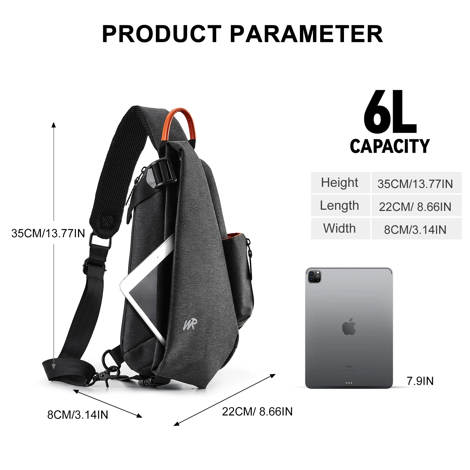 Crossbody Bag for Men Women,Lightweight Sling Bag with USB Charging Port,Waterproof Chest Bag,Daily Backpack for Walking Hiking