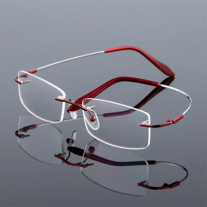 

Titanium Alloy Frameless Square Myopia Glasses Anti Blue Light Rimless Prescription Eyeglasses for Women And Men -0.5 to -6.0