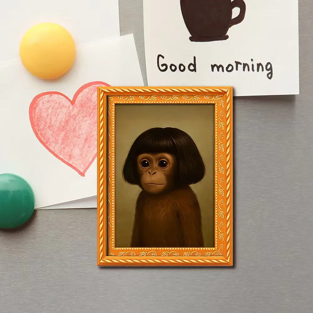 1 Piece of Novelty Refrigerator Magnet with Long-Haired Monkey Design, Cute and Fun Monkey with a Wig, Suitable for Restaurant, Kitchen, Living Room Decoration, Gift for Thanksgiving, Christmas, Valentine's Day, Best Gift for Animal Lovers