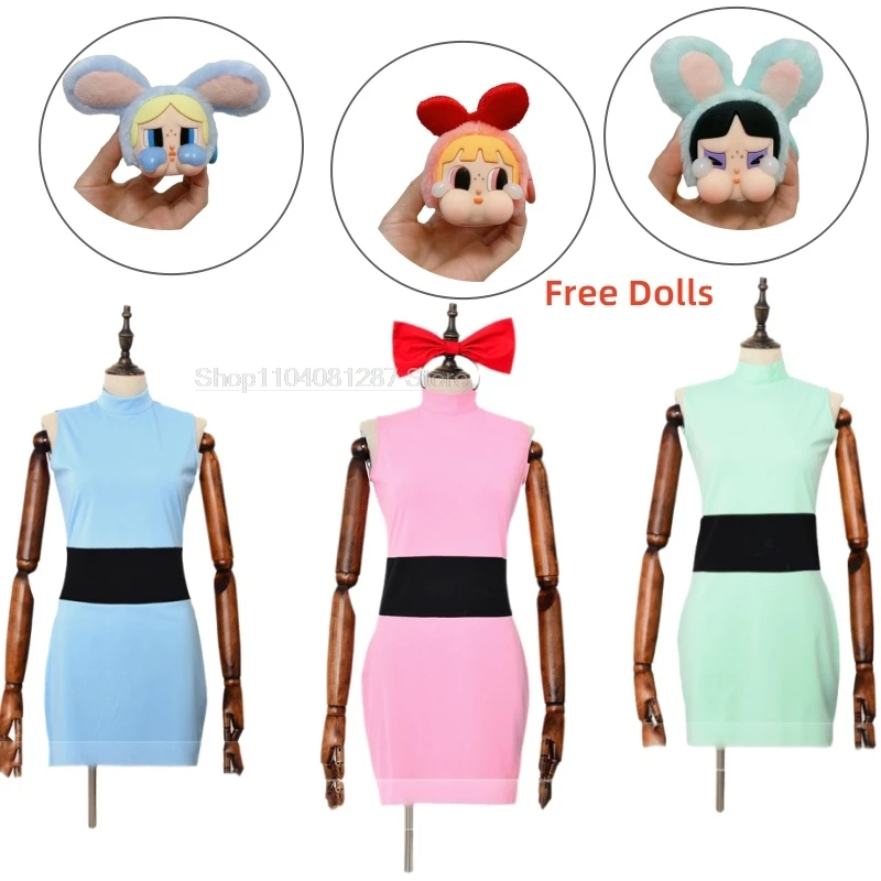 

Bubbles Adult Woman Disguise The Powerpuff Girls Costume Blossom Anime Cosplay Women Halloween Costumes Party Fancy Clothes