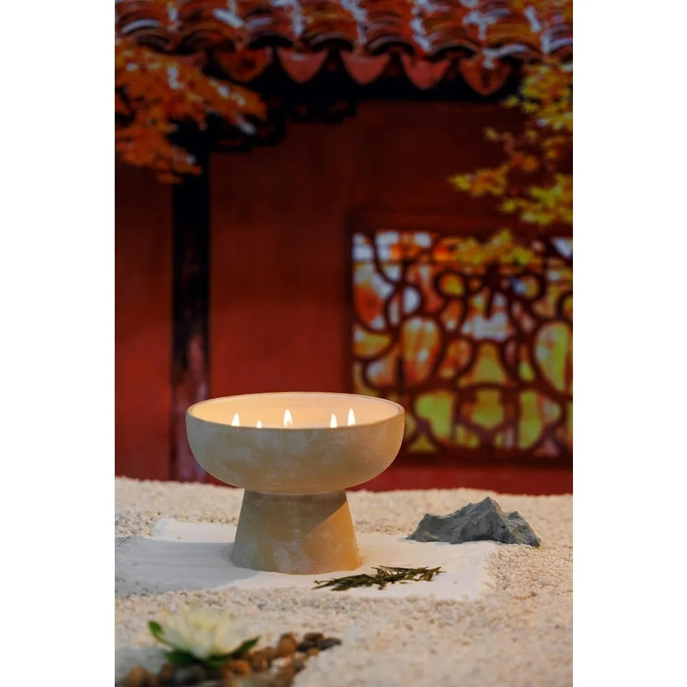 شمعة زيت عطري فاخرة من يوزو والزنجبيل، 5 شمع صويا مسبق يدويًا، فتيل قطني، حاوية سيراميك، علاج عطري طويل حرق