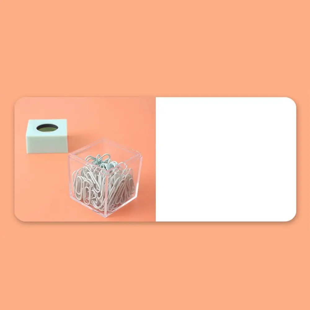 Macaron Student Stationery Office Supplies Transparent Paperclip Holder Magnetic Absorption Box Clips Dispenser Desk Storage