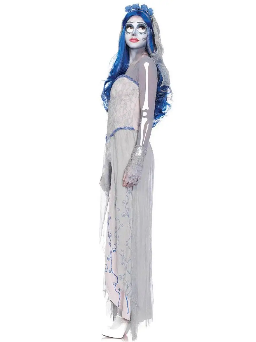 Halloween White Ghost Long Dress Performance Costume Women's Traditional Ethnic Stage Outfit Summer No Brand Registered