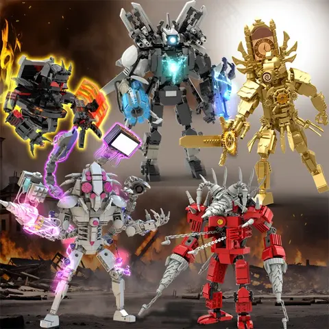 Skibidi 변기 대 자이언트 변기 모니터 블록 장난감, 타이탄 시계 남자 2.0 TV 남자 카메라맨 브릭 모델 장난감, 어린이 소년 선물, 신제품