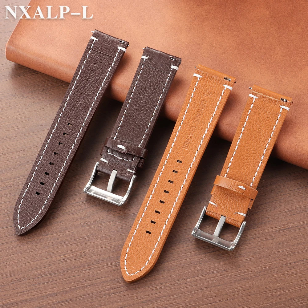 مزدوجة الوجهين جلد البقر الساعات 18/19/20/21/22/24 مللي متر جلد العجل حزام ساعة اليد للنساء الرجال الرياضة الأعمال براكليت الإفراج السريع