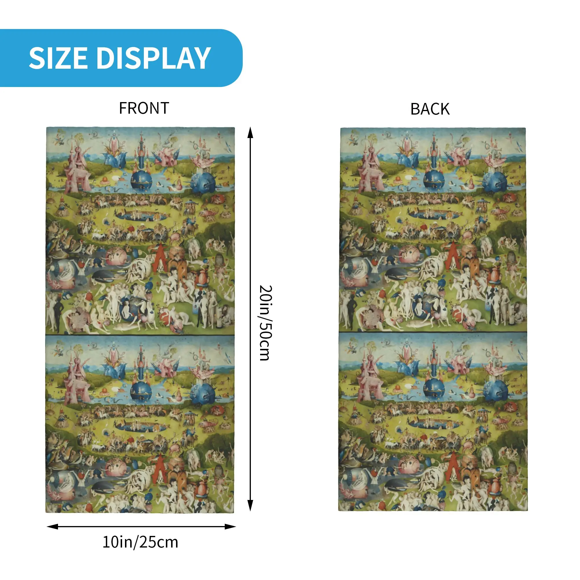 Hieronymus-Bosch The Garden of Earthly Delights Bandana Neck Cover Printed Art Balaclavas Magic Scarf Multi-use Headwear Adult