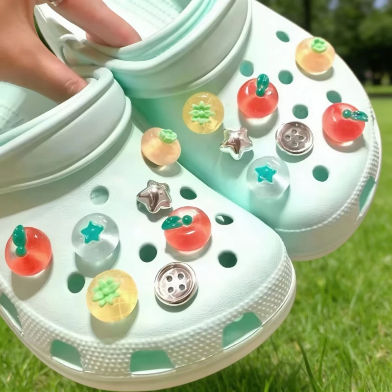 DIY 3D Fruit Tomatoes Shoe Charms Accessories for Clogs Slide Sandals Garden Shoe Decoration Buckle Beach Bag Pins Summer Gifts