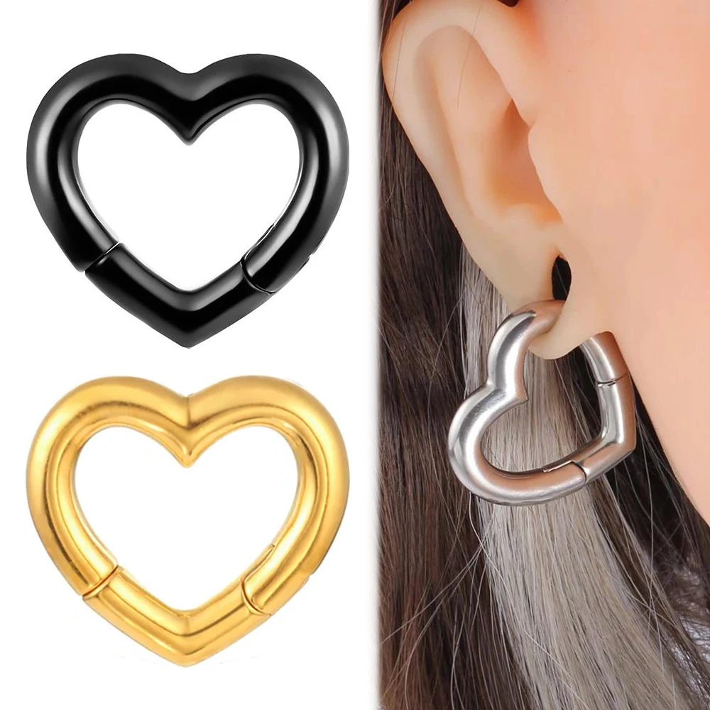 TJP Stainless Steel 6mm 2g Heart Ear Weights Plugs Hangers For Stretched Earlobes Ear Gauges Fashion Piercing Body Jewelry