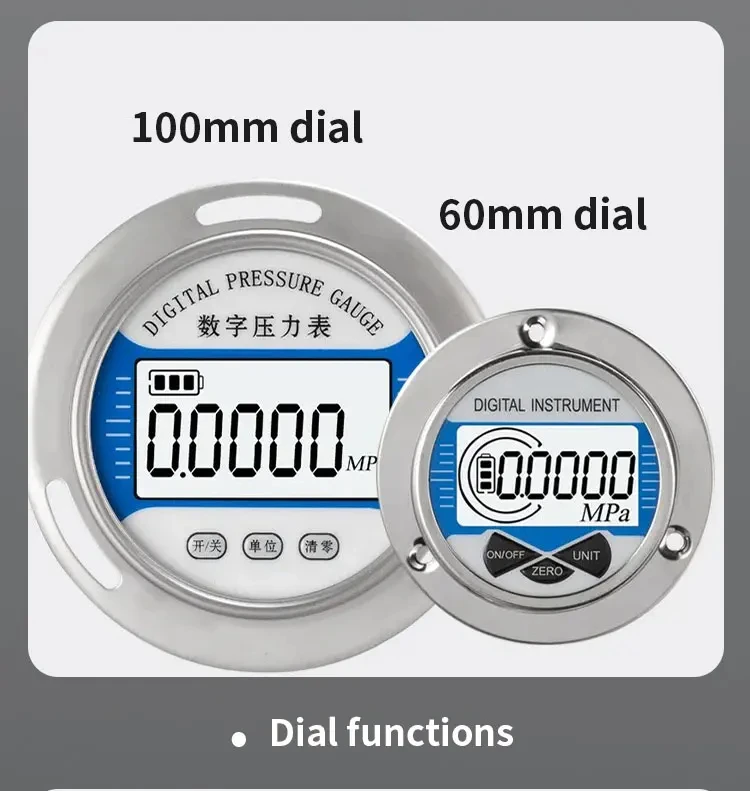 Imagem -06 - Manômetro de Pressão Digital Display Lcd Barra Mpa Psi Kgf Cm2 ar Óleo Líquido Manômetro Axial Npt1 Npt1 Npt4 Montagem Traseira 100 mm