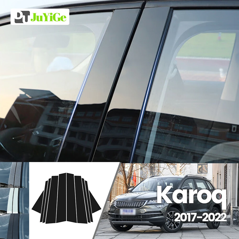 

For Skoda Karoq 2017-2022 2018 2019 2020 2021 Bright Black Carbon Fibre Window Door B C Sticker