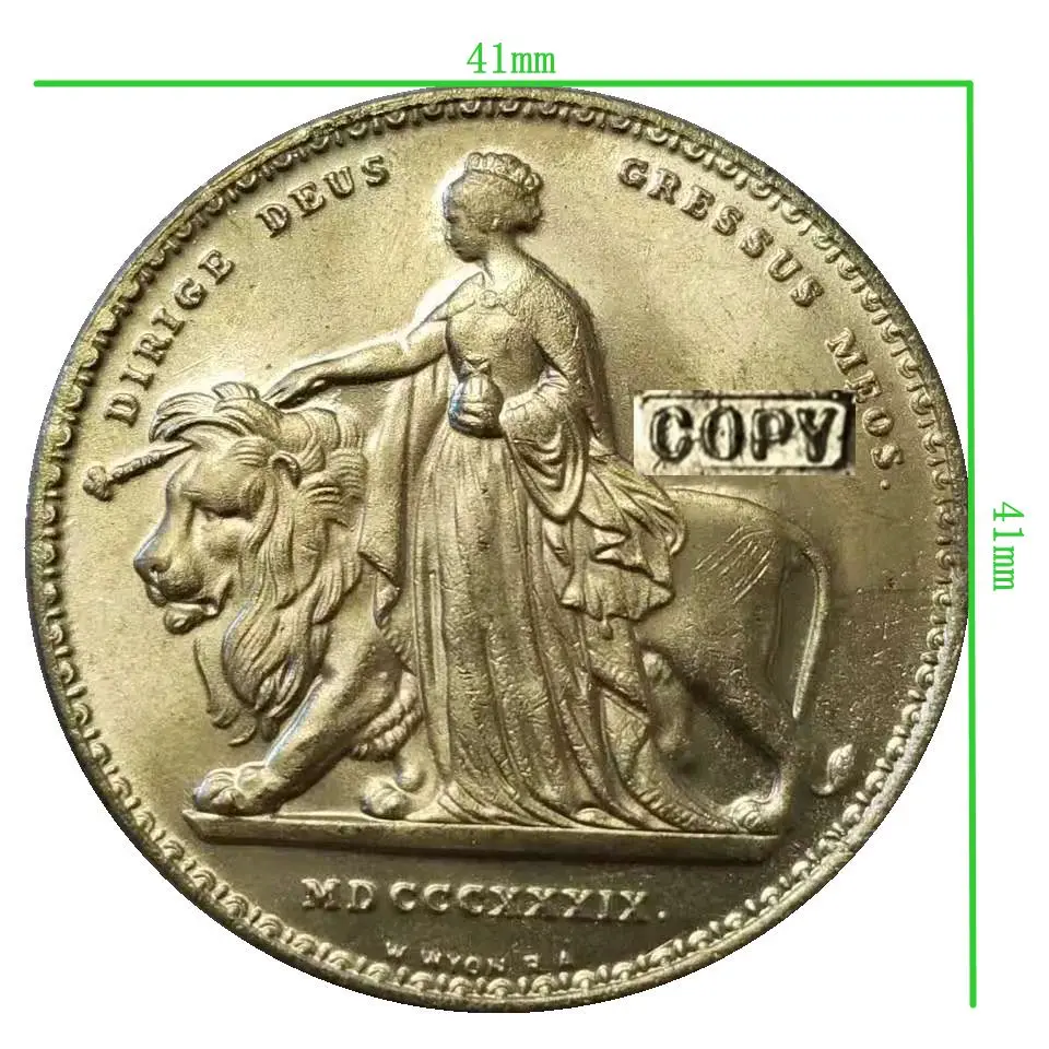 1839 Colección decorativa de la Reina Victoria del Imperio Británico, monedas de oro, artesanías antiguas, monedas antiguas conmemorativas, dólares de plata