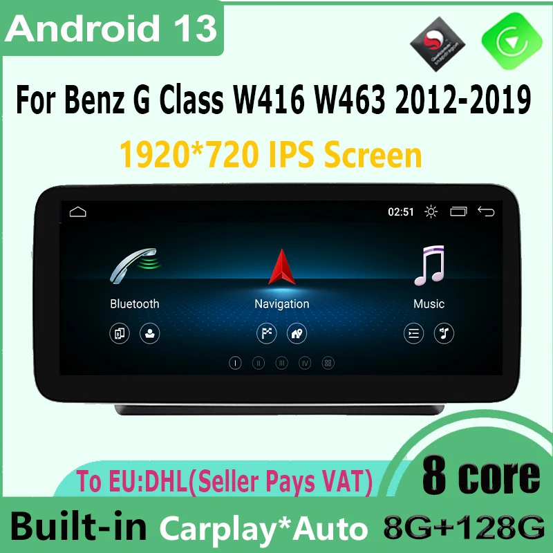 

128G Android 13 GPS Navigation For Mercedes Benz G Class W463 W416 Snapdragon 665 Car Radio Multimedia Player CarPlay Auto DSP