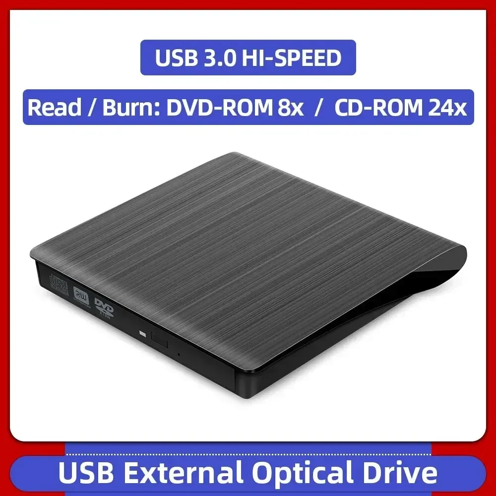 USB3.0ภายนอก CD DVD ไดรฟ์ซีดี/ดีวีดีเครื่องเล่นแบบพกพาเครื่องเขียนคอมพิวเตอร์ตั้งโต๊ะหนึ่งคอมพิวเตอร์โน๊ตบุ๊คออปติคอลเครื่องเล่นดิสก์ไดรฟ์สำหรับแล็ปท็อปพีซี