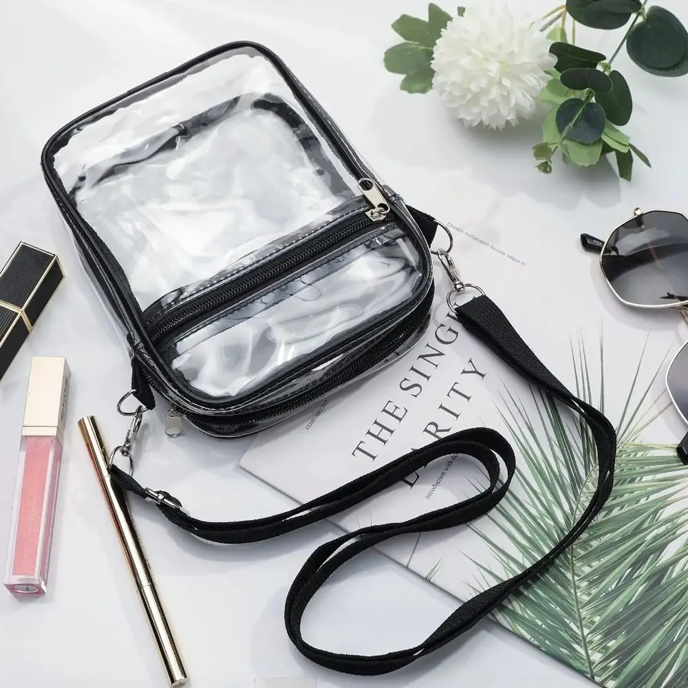 Women Clear Shoulder Bag Stadium Approved PVC Concert Transparent Purse Fashion Crossbody Bag Adjustable Zipper Bags