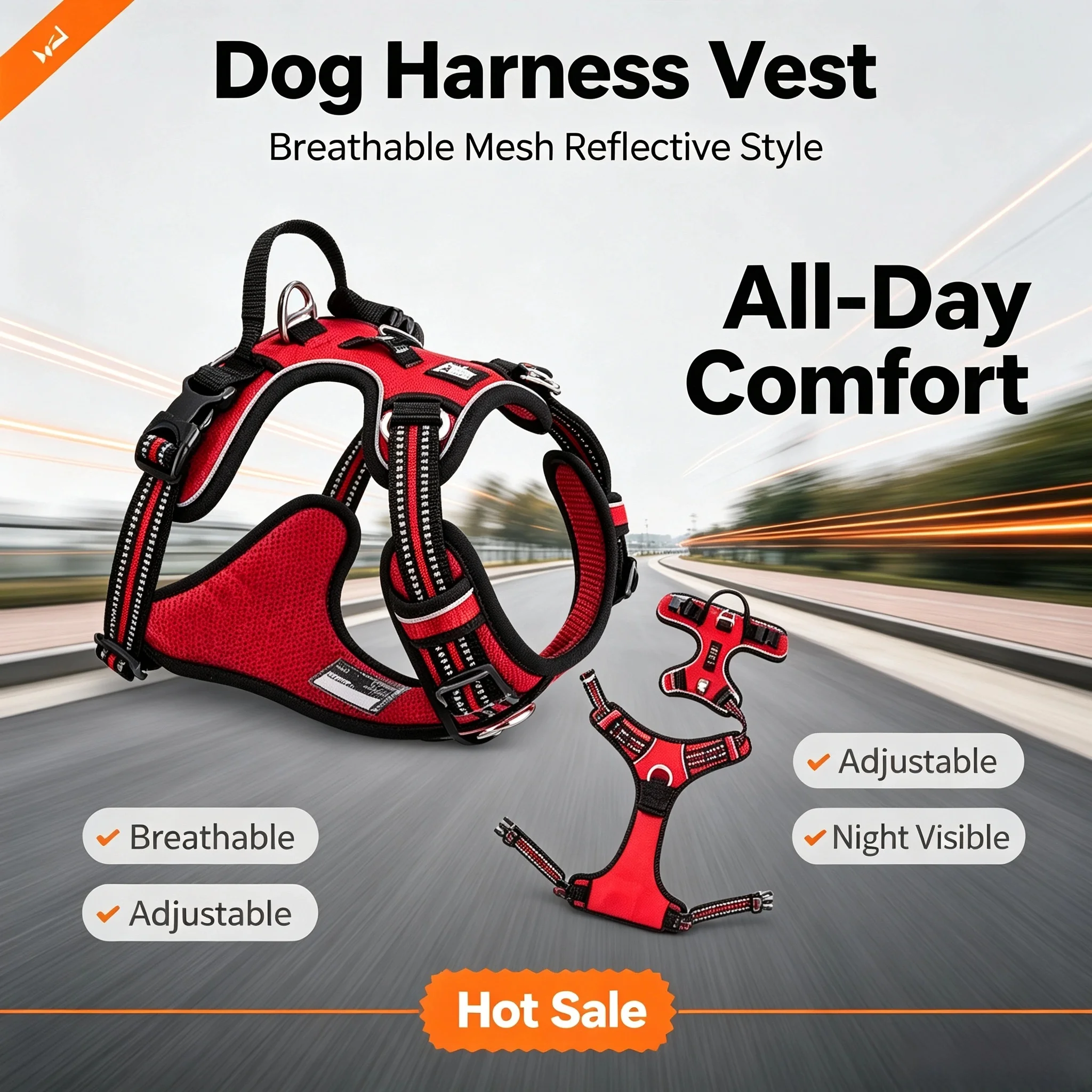 Front Nylon Dog Harness No Pull Vest Soft Adjustable Safety Harness For Dog Small Large Running Training French Bulldog